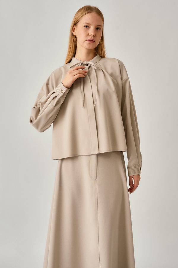 Pleated Stitch Shirt Stone - 3