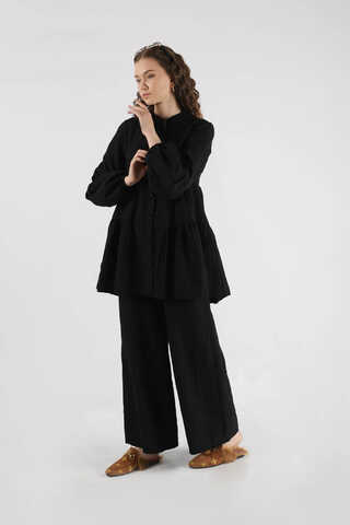 Pleated Tunic Set Black - 3