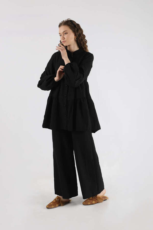 Pleated Tunic Set Black - 3