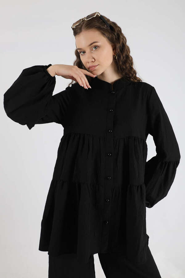Pleated Tunic Set Black - 4
