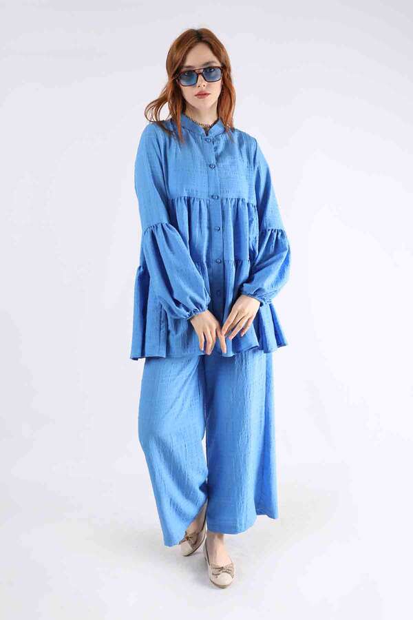 Pleated Tunic Set Blue - 1