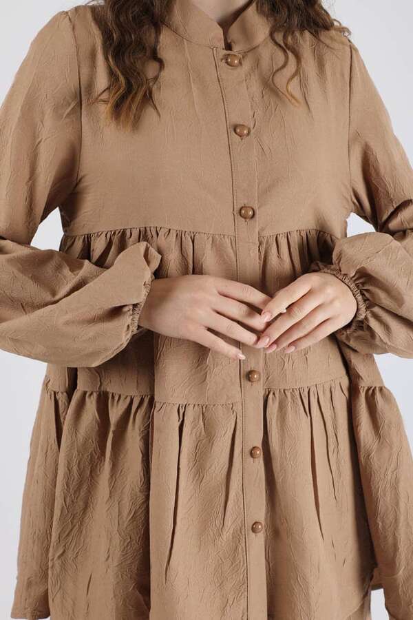 Pleated Tunic Set Camel - 5