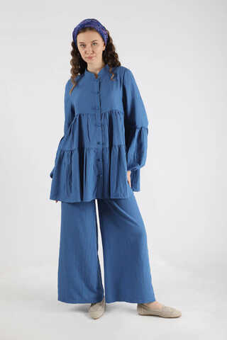 Pleated Tunic Set Indıgo - 1