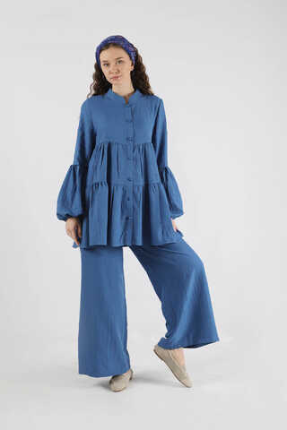 Pleated Tunic Set Indıgo - 3