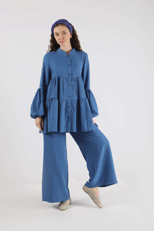 Pleated Tunic Set Indıgo - 3