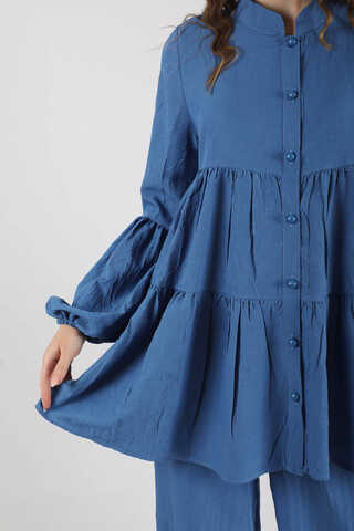 Pleated Tunic Set Indıgo - 4