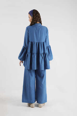 Pleated Tunic Set Indıgo - 5