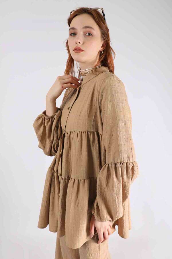 Pleated Tunic Set Light Camel - 2