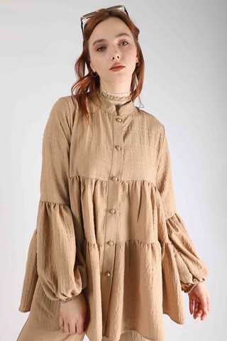 Pleated Tunic Set Light Camel - 4