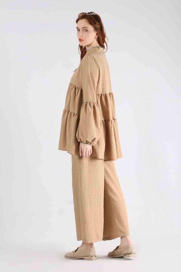 Pleated Tunic Set Light Camel - 6