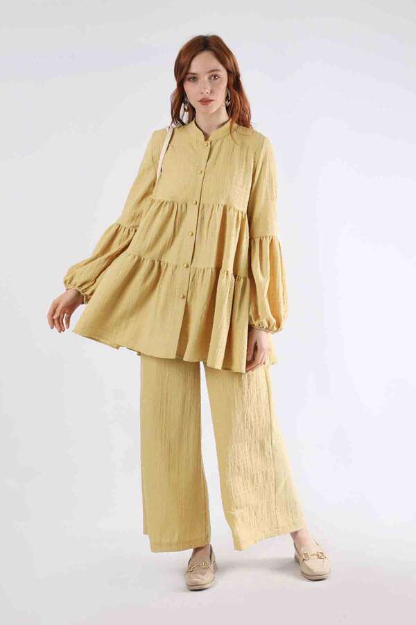 Pleated Tunic Set Mustard - 1