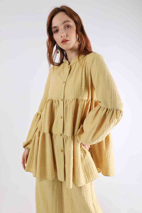 Pleated Tunic Set Mustard - 2