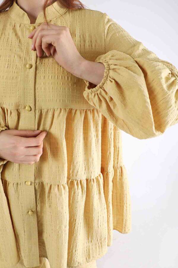 Pleated Tunic Set Mustard - 4