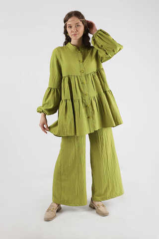 Pleated Tunic Set Oil Green - 2