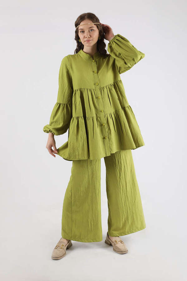 Pleated Tunic Set Oil Green - 2