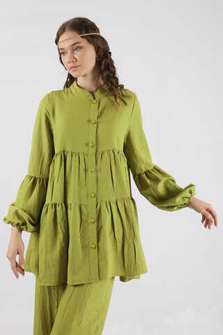 Pleated Tunic Set Oil Green - 3