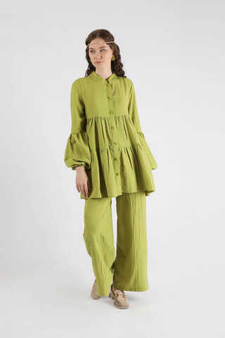 Pleated Tunic Set Oil Green - 4