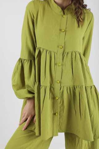 Pleated Tunic Set Oil Green - 1