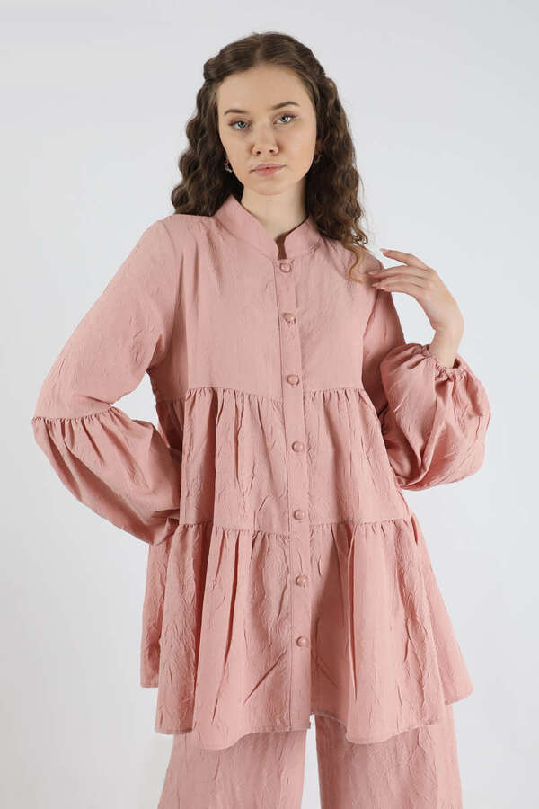 Pleated Tunic Set Powder - 2