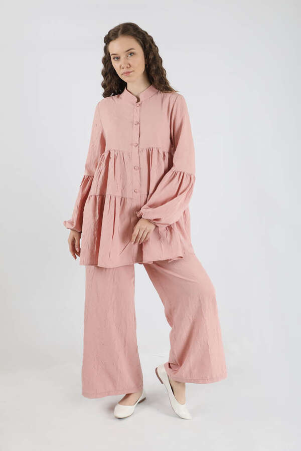 Pleated Tunic Set Powder - 3