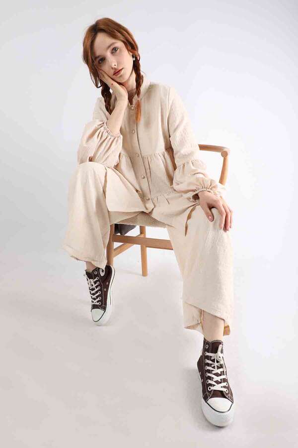 Pleated Tunic Set Stone - 1