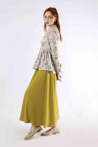 Pleated Tunic Skirt Set Oil Green - 3