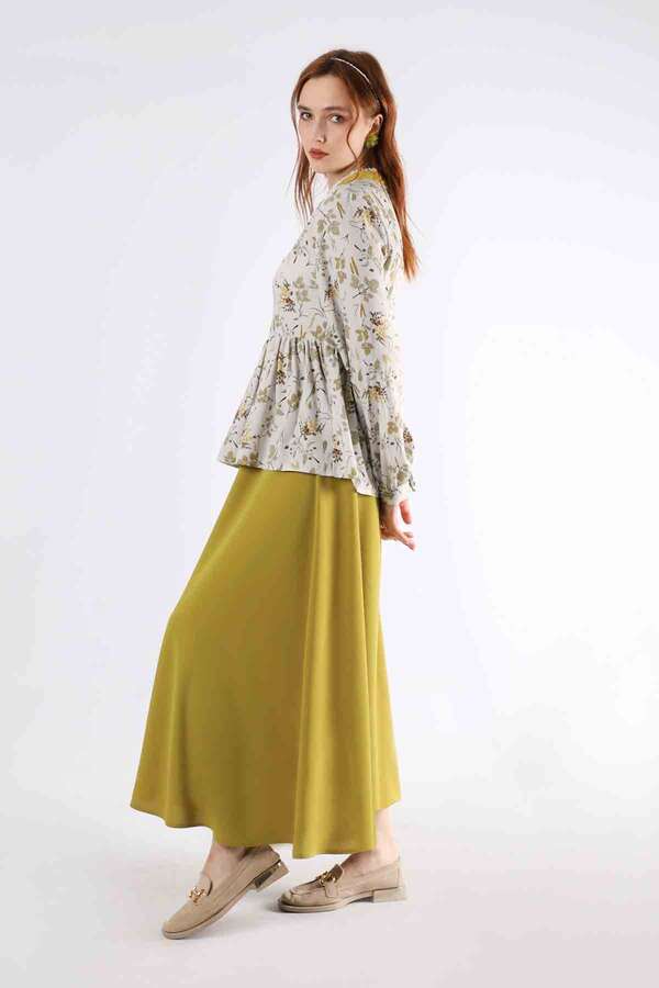 Pleated Tunic Skirt Set Oil Green - 3