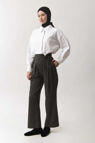 Pleated Waistband Trousers Anthracite - 1