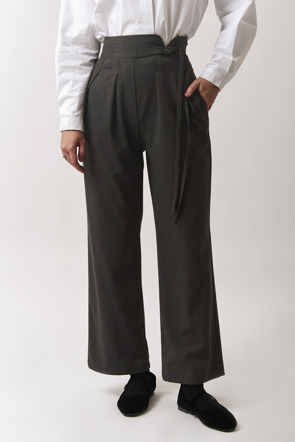 Pleated Waistband Trousers Anthracite - 2
