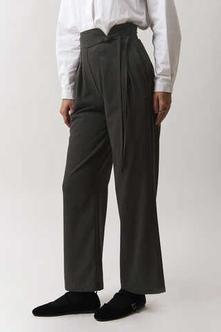 Pleated Waistband Trousers Anthracite - 3