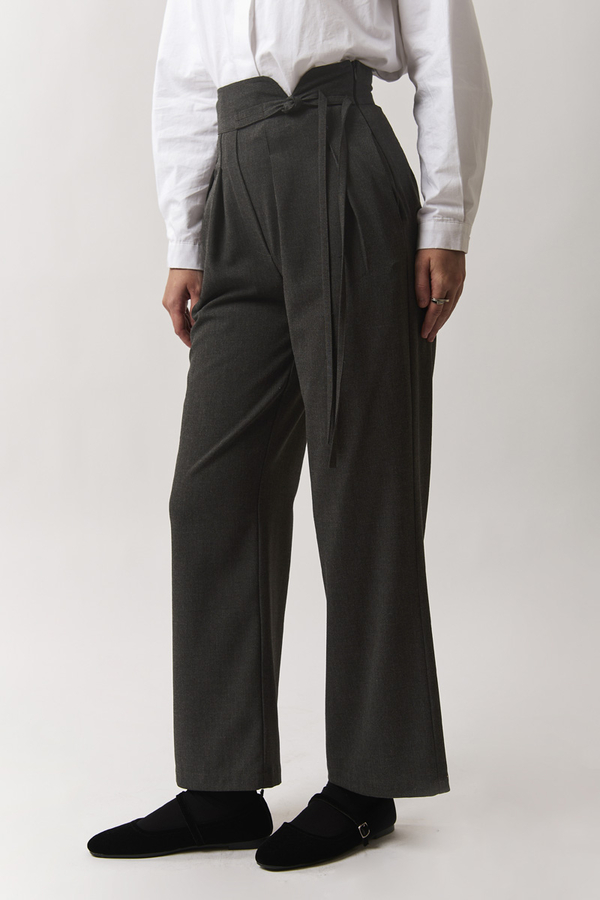 Pleated Waistband Trousers Anthracite - 3