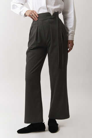 Pleated Waistband Trousers Anthracite - 5