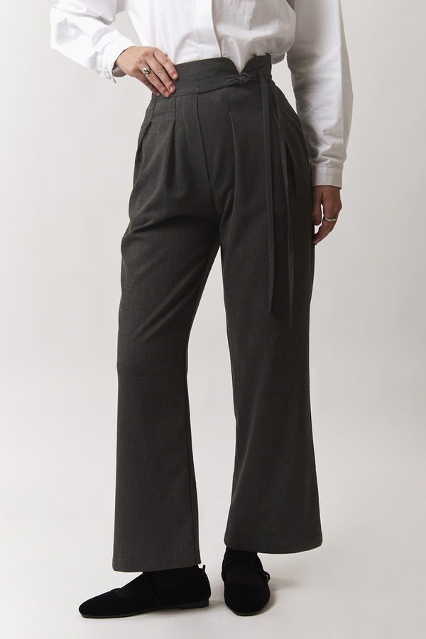 Pleated Waistband Trousers Anthracite - 5
