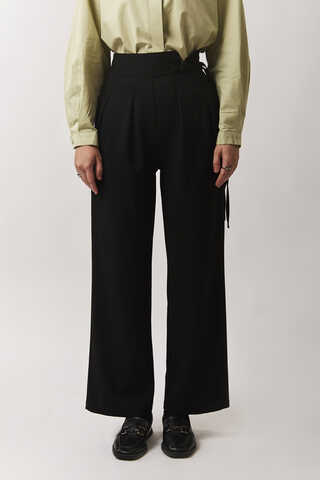 Pleated Waistband Trousers Black - 5