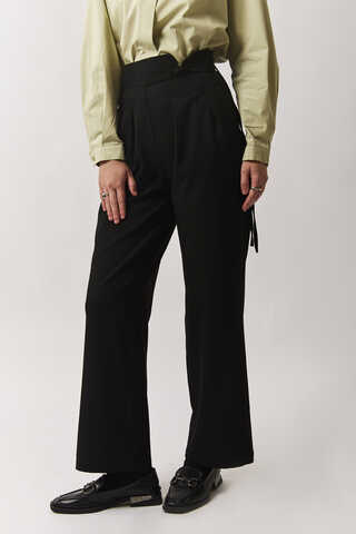 Pleated Waistband Trousers Black - 1