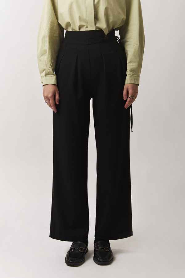 Pleated Waistband Trousers Black - 5