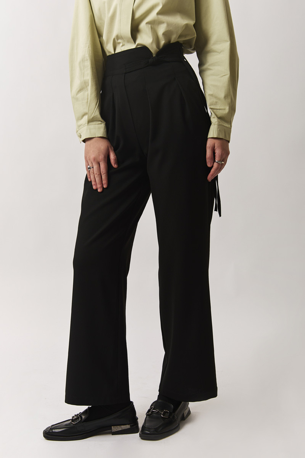 Pleated Waistband Trousers Black - 1