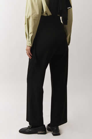 Pleated Waistband Trousers Black - 6