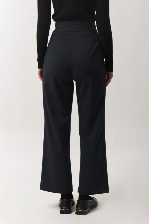 Pleated Waistband Trousers Navy Blue - 7