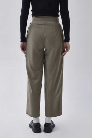 Pleated Waistband Trousers Sage Green - 7