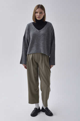 Pleated Waistband Trousers Sage Green - 1