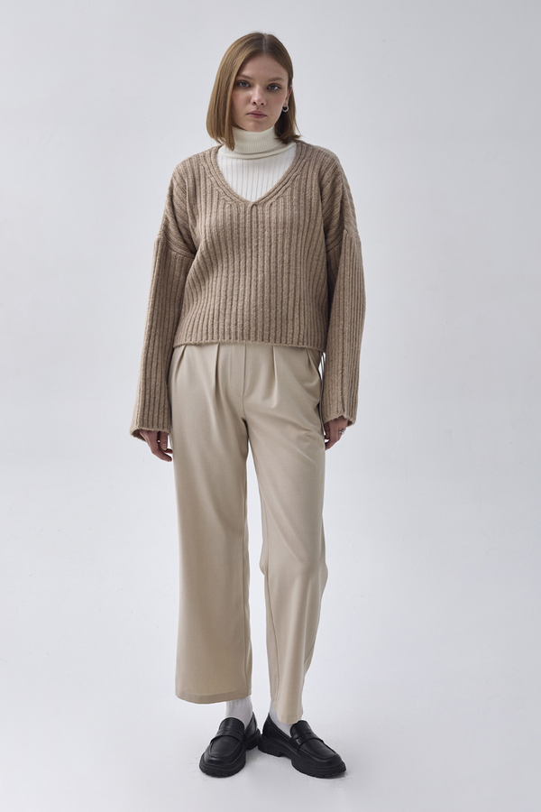 Pleated Waistband Trousers Stone 