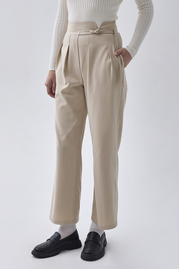 Pleated Waistband Trousers Stone - 4