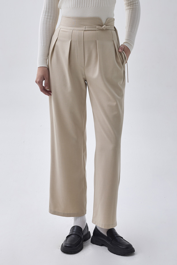 Pleated Waistband Trousers Stone - 6