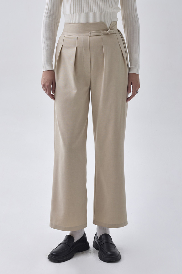 Pleated Waistband Trousers Stone - 5