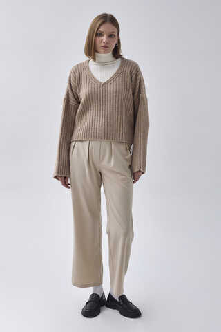 Pleated Waistband Trousers Stone - 1