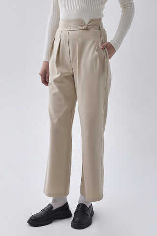 Pleated Waistband Trousers Stone - 4