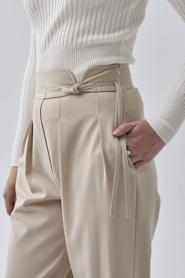 Pleated Waistband Trousers Stone - 3