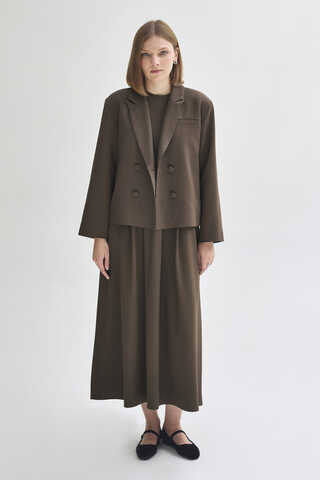 Pleated Yoke Dress Anthracite (1)