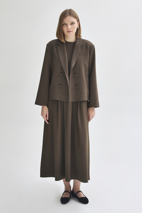 Pleated Yoke Dress Anthracite - 2